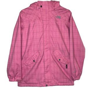 Girl’s North Face Pink Plaid Jacket size Large